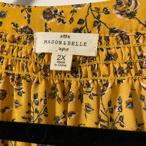 MASON BELLE - 2X - LIKE NEW - Mustard Yellow Blouse - Picture 2 of 2